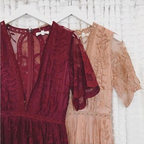 New red wine boho lace maxi dress - Picture 3 of 3